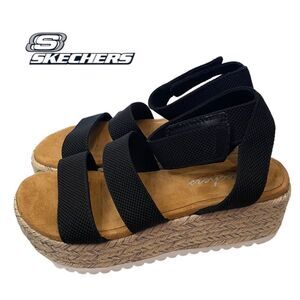 Skechers Sandy Cove Black Women's Platform Sandals NEW 8